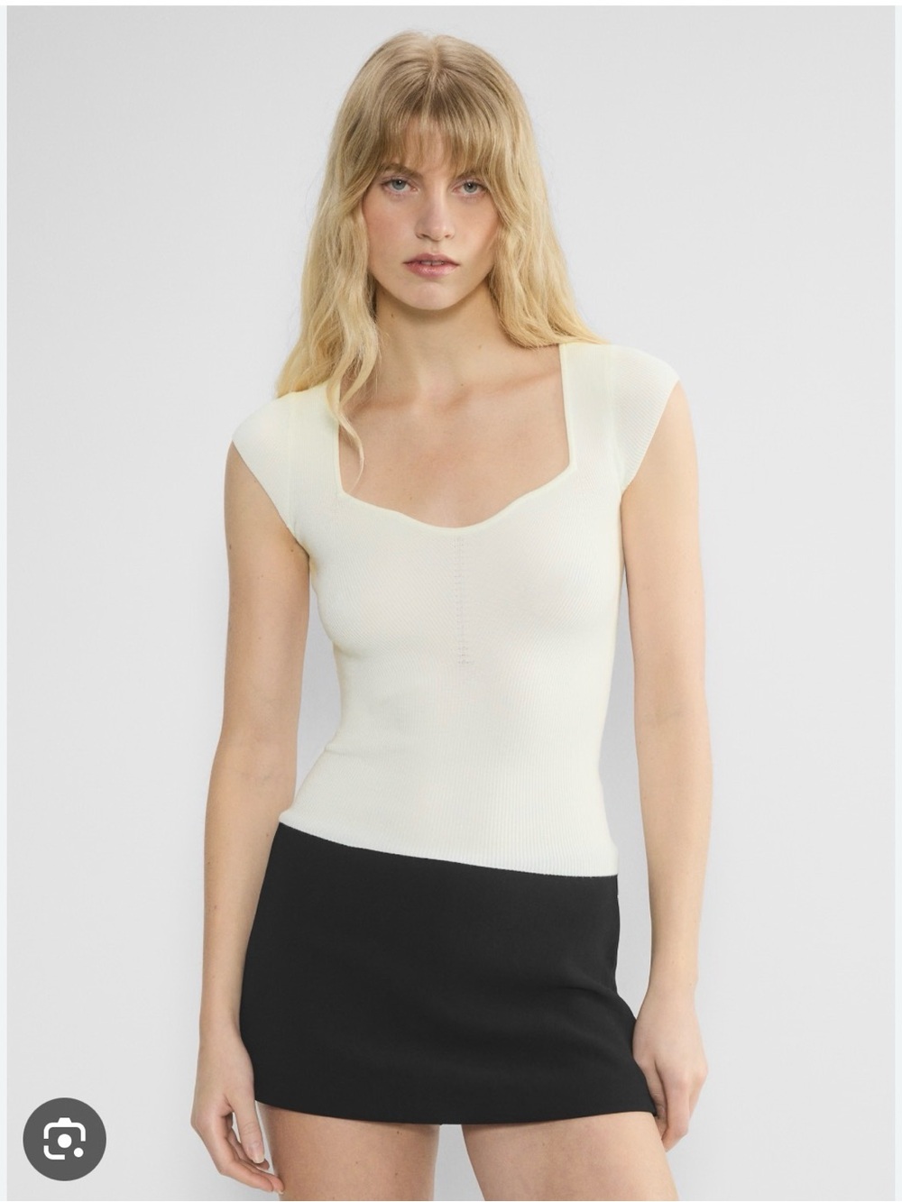 Aritzia Cream Square Neck Cap Sleeve Top